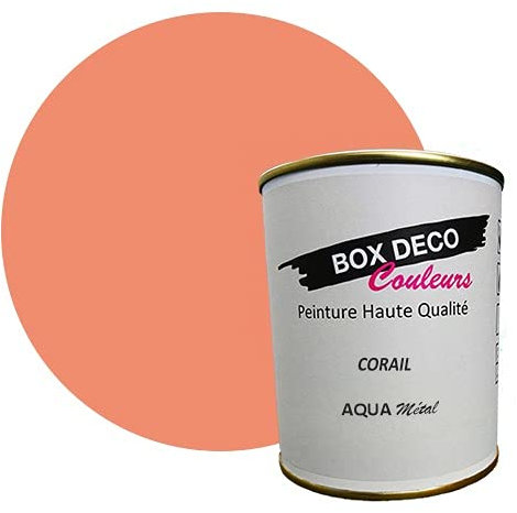 BOX DECO COULEURS Peinture meuble métal à base de laque acrylique aspect satin Aqua Métal - 750 ml / 7.5m², Rose Corail