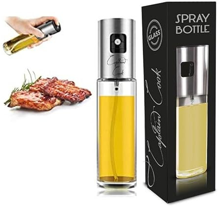 Captain Cook | Pulverizador Aceite Cristal de Acero Inoxidable 100ml, Aceitera De Aceite de Oliva, Spray Aceite para Freidora de Aire Air Fryer Cocina, Vaporizador Aceite de Oliva y Vinagre