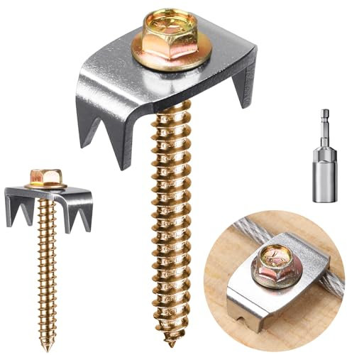 Insaga 50 pinzas de acero inoxidable 304, clavos de fijación para vallas, 45 mm, M5, para tornillos de madera para malla de alambre y vallas trenzadas con fijación de alambre, adaptador M8