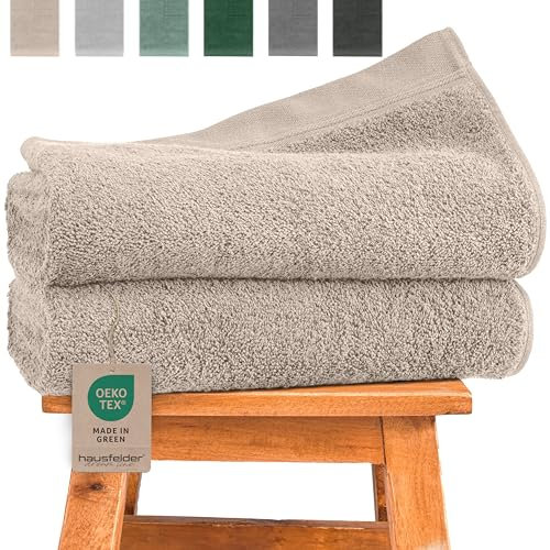 Hausfelder Duschtuch 70x140 – Premium Badetuch 500g/m² - 100% Baumwolle Duschhandtuch Handtücher Set, Ökotex Zertifiziert (70 x 140 cm Beige)