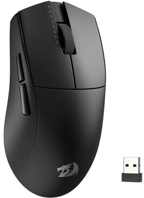Redragon M916 Kabellose Gaming Maus, 49G Ultra-Light 8K DPI 2.4G Kabellose Gaming-Maus mit ergonomischem Griff, voll programmierbare Tasten, Software unterstützt DIY Keybinds & DPI, Schwarz