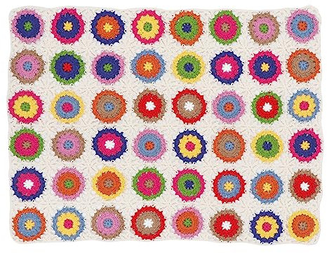 MULAIDI Manta bohemia vintage hecha a mano de ganchillo para sofá, manta colorida geométrica de flores, suéter, tapete de mesa, sofá, cama, funda reclinable, decoración del hogar, manta de ganchillo