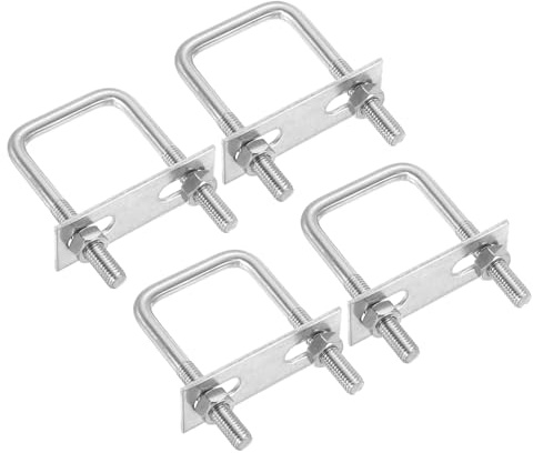 PATIKIL M8 x 40 x 80 mm fyrkantig U-bult set 4 stycken 304 rostfritt stål kvadratisk U-form bultar reservdelar med ramplattor och muttrar för skidor segelbåt släp