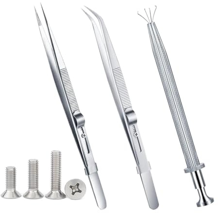 Pinzas de metal para manualidades, juego de pinzas de acero inoxidable - Pinzas de joyería multiusos a prueba de golpes - Pinzas antimagnéticas de acero inoxidable, herramienta portátil para