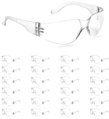 DF DUALFERV Clear Safety Glasses, 24 Pack, Lightweight Protective Eyewear, ANSI Z87.1 Certified, Scratch Resistant, Anti Fog, Unisex, One Size Fits Most, White