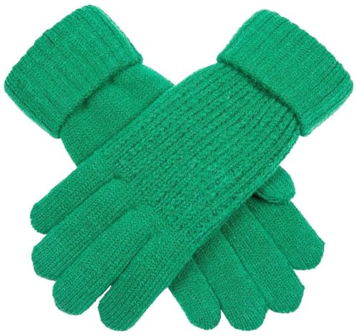 Dents Womens Ribbed Knit Gloves - Emerald Green