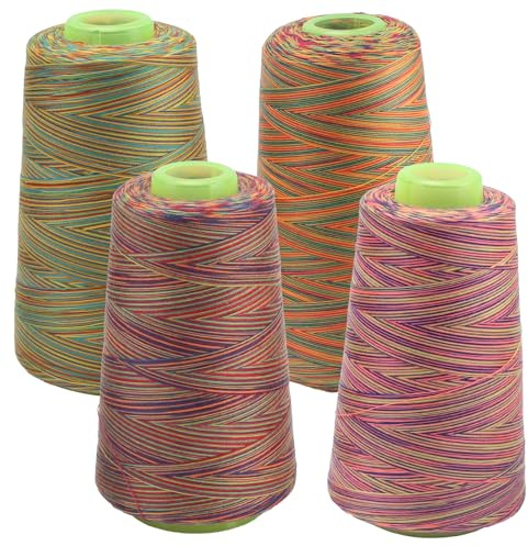 FOGAWA 4 Bobinas de Hilo de coser, 40/2, 3000 Yard hilo de coser de poliéster para Máquina de Coser Overlock, confección, coser, acolchar (Colorido 060428+040418+040806+141022)