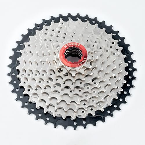 KTKEET - Cassette 9 vitesses 11-30T/32T/34T/36T/40T/42T/46T/50T - Cassette pour vélo de montagne/route - Cassette de vélo à pignons compatible avec Shimano Ultegra XT Sunrace Sram (11-42T)