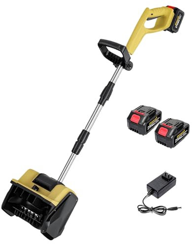 Spazzaneve Potente, Efficiente Spazzaneve con Piastra Direzionale, Asta Retrattile, Spazzaneve Elettrico a Batteria per Patio, Terrazzo, Vialetto(Two Battery)