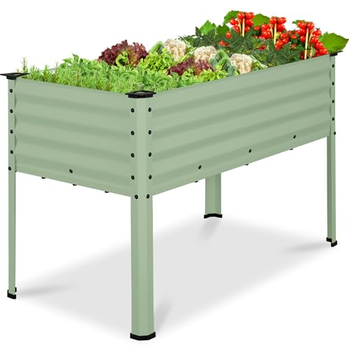 Best Choice Products 48x24x30in Galvanized Raised Garden Bed, Metal Elevated Planter Box, Vegetable Garden for Backyard, Patio, Balcony, 100% Non Toxic Materials - Sage Green