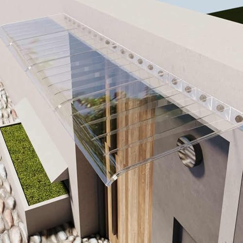 HARELA Auvent pour Porte D'entrée Marquise De Porte D'entrée Moderne Auvent De Terrasse Auvent De Porte Et Fenêtres Marquise en Polycarbonate Résistante Contre La Pluie Et UV(Transparent,35x50cm)