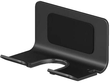 Stainless Steel Hair Dryer Rack, No-Drill Wall Mounted Hair Dryer Rack, Bathroom Organizer with Cable Holder, 5kg Load Capacity Hair Dryer Storage Solution, Compatible with All Most Hair Dryer(Black)