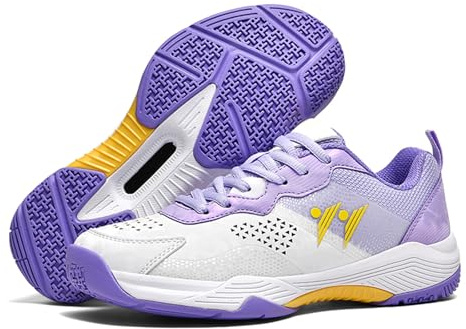 sekiueo Badminton Shoes Men Women Table Tennis Shoes Non-Slip Lightweight for Indoor Outdoor Court,Purple,3.5 UK