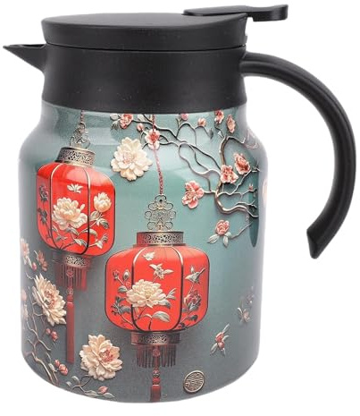 1000 Ml Termos med Te Sikt, Te Termoskanne Vintage Blommönster Isolerat Te Vattenkasser Tekanna Kaffekanna för Hemma Kök och Kontor
