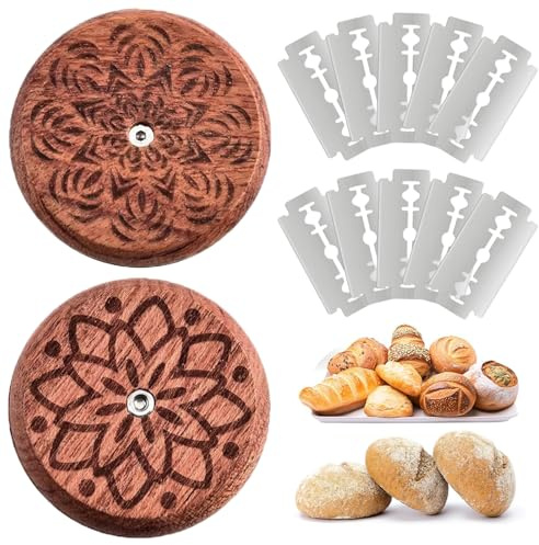 ZYEKIU JRYGAC 12 Pezzi Taglierino per Pane Rotondo, Coltello Pane con 10 Lame 2 Manici, Lame Sostituibili, Taglierino Professionale per la Progettazione di Baguette e Altri Tipi di Panes
