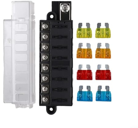Caja de fusibles de 8 bandas, bloque de terminales positivos, 12 V, 24 V, circuito de soporte para fusibles ATO ATC, adecuado para gestionar conexiones eléctricas en coches y barcos