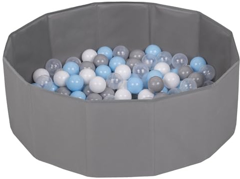 Petsona Piscine pour Chien À Balles Baignoire pour Chien Chat Animal, Gris : Gris/Blanc/Transparent/Babyblue
