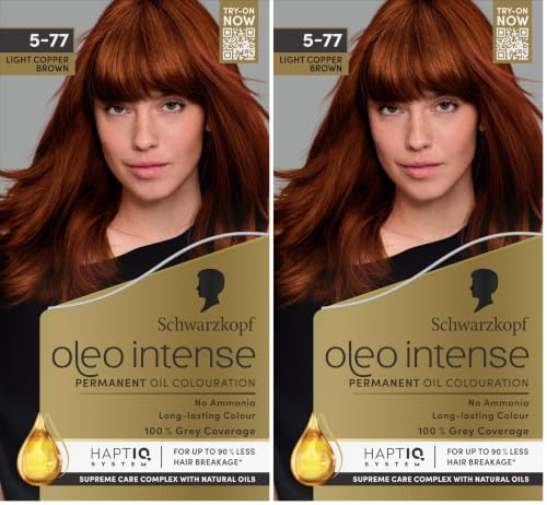 Schwarzkopf Oleo Intense Permanent Hair Dye 5-77 Glossy Auburn (Pack of 2)
