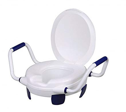 Rehausseur pour WC, avec Couvercle, avec Accoudoirs, Hauteur 11 cm, Jusqu'à 110 kg
