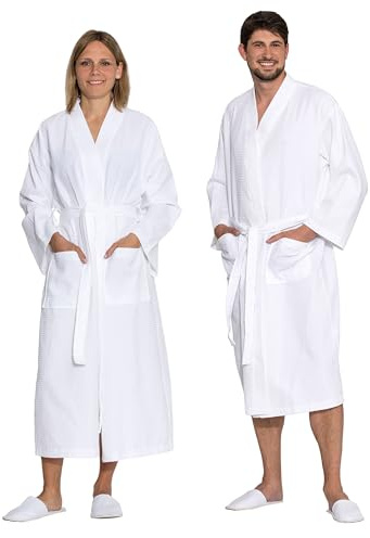ZOLLNER Badrock – hudvänlig och mjuk våffelpiké – unisex – bomull – storlek S–3XL – tvättbar upp till 60 °C – hotellkvalitet – Oeko Tex®-certifierad, 266, Vit, M