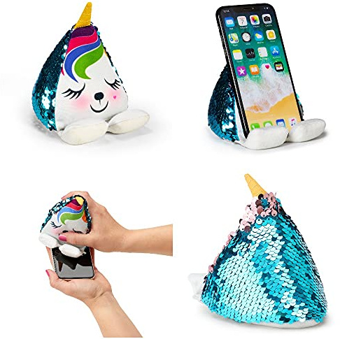 Support de téléphone portable Plusheez | Support de téléphone 2 en 1 avec lingette en microfibre | Nettoyant pour écran | Support de téléphone universel pour enfants et adultes| Kindle/petite tablette