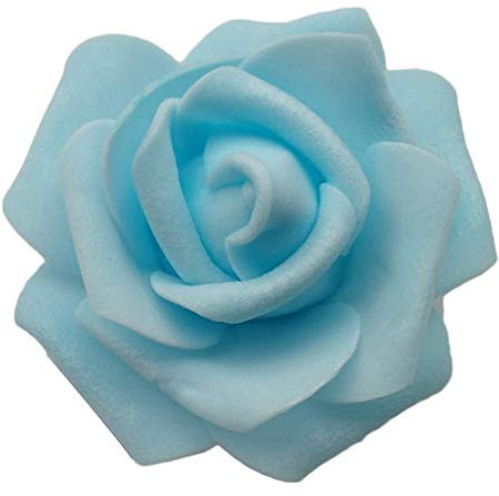 AchidistviQ 25/50/100 Stück Real Touch Künstliche Rosenköpfe, künstliche 3D-Schaumrosen ohne Stiel für DIY Hochzeitssträuße, Heimdekoration, Himmelblau, 50 Stück