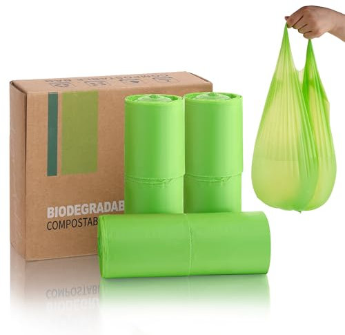JENCENBIO Sacs poubelle bio avec poignée de transport - 20 l - Compostables - Biodégradables - Extra épais - 20 µm - Certifié OK Compost Home
