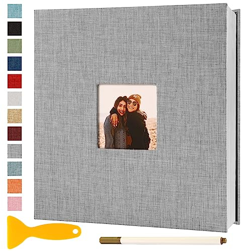 Fotoalbum Selbstklebend 28x27 Groß Fotoalbum Zum Einkleben Scrapbook Selbstgestalten Photo Album Fotobuch Baby Hochzeit Gästebuch Erinnerungsbuch Urlaub Briefmarkenalbum Geburtstag, 60 Seiten Grau