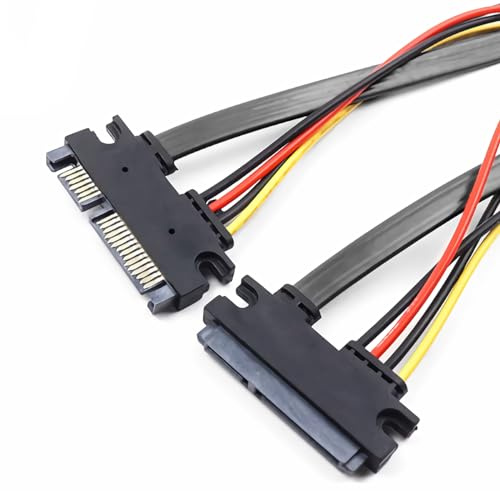 OHKIKOME SATA Power Extension Cable, 19.7inch 22-Pin SATA III Male to Female Combo Data and Power Extension Cable for HDD, SSD, Optical Drives-7+15pin