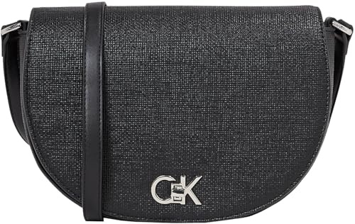 Calvin Klein Donna Borsa a Tracolla Saddle Bag con Chiusura con Lucchetto Girevole, Nero (Ck Black), Taglia Unica
