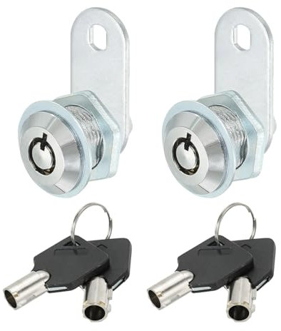 PATIKIL Cabinet Cam Lock with Key, 2 Pack 5/8(16mm) Keyed Different Cam Lock Cylinder Zinc Alloy Chrome Drawer Locks Tubular Cam Removable Key for Drawer Cabinet Secure