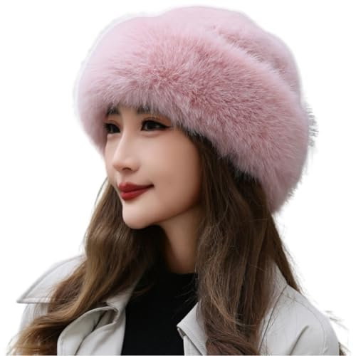 Uposao Damen Pelzmütze Wintermütze Kunstpelz Mütze Fellmütze Damenmütze Russisch Mütze Plüsch Wintermütze Plüschmütze