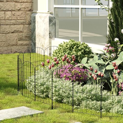 The Fellie Decorative Garden Fence 25 Panels, Rustproof Metal Garden Borders for Flower Bed、Patio、Backyard, Outdoor Fence Dog Animal Barrier, 32 * 42 CM