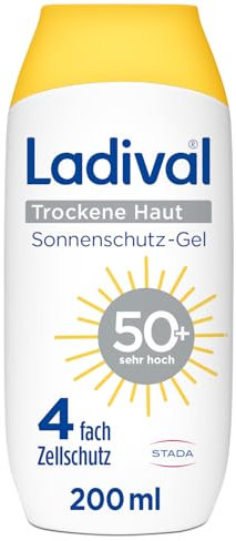 Ladival Sonnenschutz Lotion LSF 50+ für trockene Haut - Sonnencreme bei Neigung zu Neurodermitis, beruhigend, pflegend mit Hyaluronsäure, 4-fach Zellschutz, wasserfest, 200ml