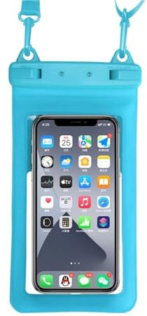 Dykväska Vattentätt fodral för telefon Undervattenssnö Regnskog Transparent Torrväska Simväska Stora mobiltelefonskal Waterproof Bag(New Blue case)