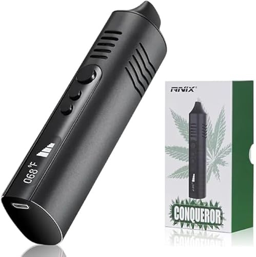 Conqueror Premium Dry Herb Vaporizer by Budspirit, Aluminium Body, 2200mAh Battery, Magnetic Mouthpiece, Ceramic Chamber (No Nicotine) Black