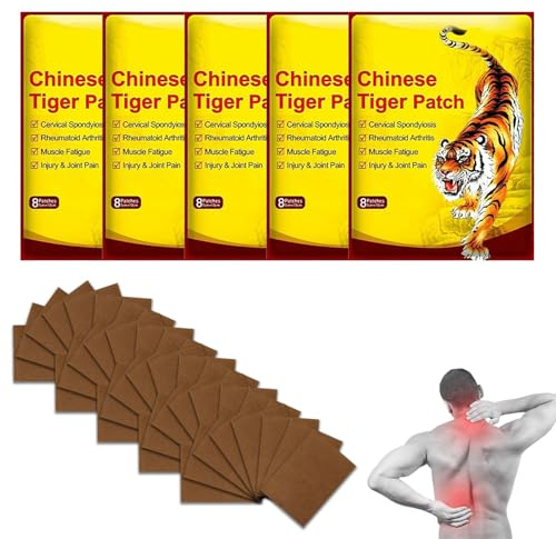 Patch Chauffant Dos,Patch Chauffant,Patch Anti Douleur,Patch Soulagement Douleur,Patchs de Tigre Chinois,Pansement Anti-Douleur,pour Epaules,Dos,40pcs