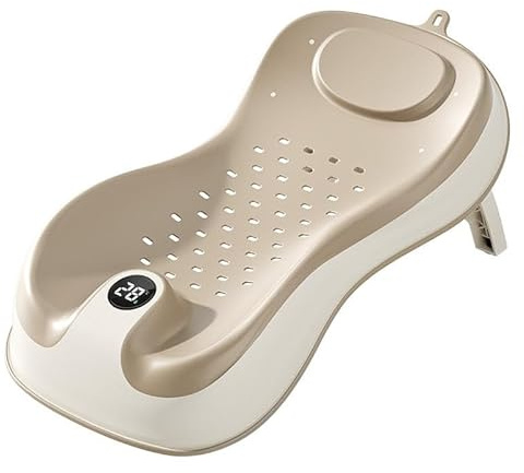 Newborn Baby Bath Support Seat with Thermometer | Ergonomic Spine Support | Non-Slip Foldable Design with Drainage Holes | Infant Bathtub Support for 0–12 Months