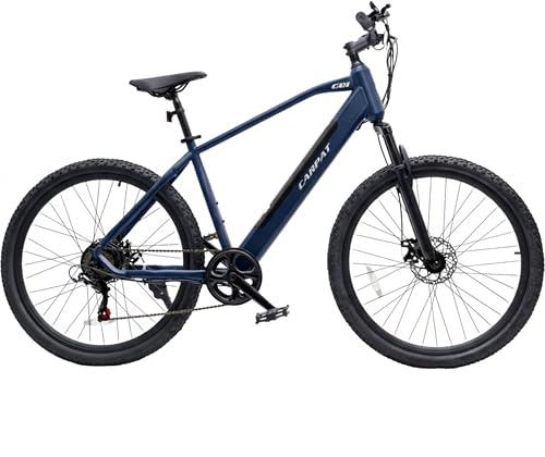 Carpat GB1 27.5 Electric Bike for Adults - Electric Mountain Bike, 250W Motor, 36V 10.4Ah Removable Integrated Battery, E-Bike for Commute, 65km Range, Shimano 7-Speed, Dual Disk Brakes - Navy