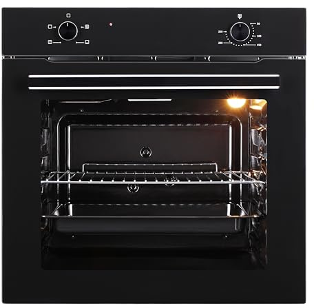 K&H Einbau-Backofen 60 cm, Autark, Knebelbedienung, Energieeffizienzklasse A, Wärmeschutzverglasung, Full-Black-Design, 75 l Volumen, 75L-RK