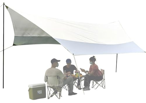 Qkbuza Strandsolskydd | 5,2 x 4,5 m solskydd och vattentätt skydd - trädgårds- och terrasspersienner, för picknick camping fiske bakgård trädgård