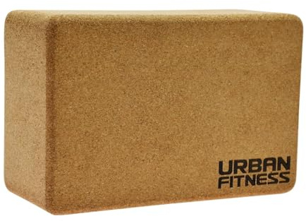 Urban Fitness Cork Yoga Block Natural Yoga Brick for Balance Alignment Stretching Pilates Support Eco Friendly Prop Stability Tool Mobility Aid, Brown