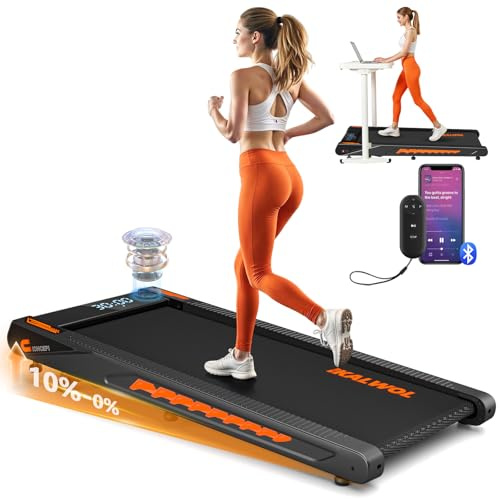 Walking Pad Treadmill with Speaker, 4-in-1 Under Desk Treadmills for Home with App Compatible, 6.2MPH Walking Pad with 10% Incline, LED Display, 2.75HP Brushless Drive, Ultra-Quiet, 12 HIIT Programs
