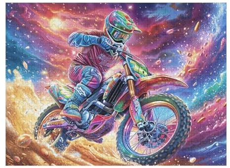 Piloto de Motocross montaña Bicicleta Todo Terreno Aventura Puzzles 500 Piezas Moderno Decorativo Tiempo Feliz Rompecabezas Familiar para Hombres Y Mujeres Aliviar Estrés Maquetas Construir 500 PCS