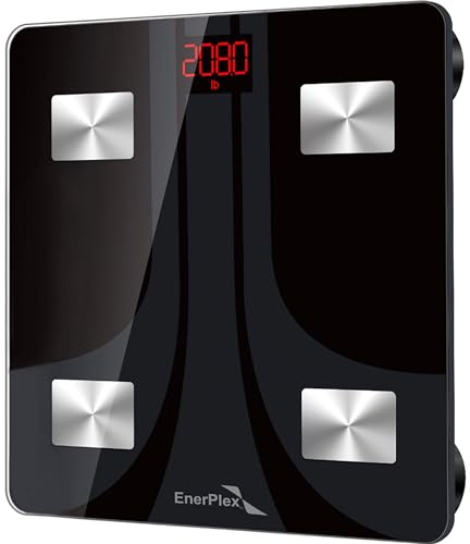 EnerPlex Fit 2020 Model Bluetooth Body Fat Scale, Weight Scales Digital Smart Body Composition Wireless Analyzer BMI Scale Health Monitor with Smartphone APP, 396 lbs Black
