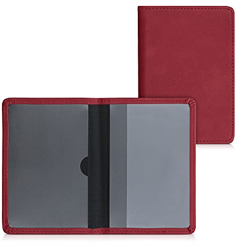 kwmobile Custodia in pelle PU per Libretto Circolazione Auto - Cover Portalibretto con Scomparti per Tessere Patente - Foderina Porta Documenti rosso