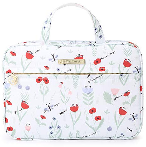 Kulturbeutel, Dizdvizd Große Waschtasche, Reise Kulturtasche zum Aufhängen, Wasserdicht Waschbeutel Kosmetiktasche Organizer für Damen & Mädchen-Floral