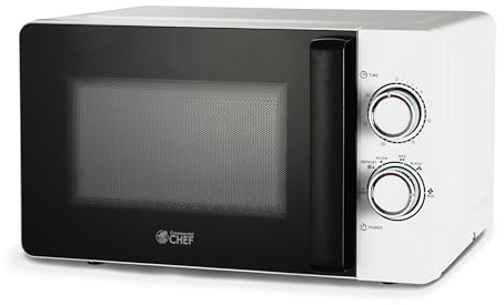 Commercial CHEF Small Microwave 0.7 Cu. Ft. Countertop Microwave with Mechanical Control, White Microwave with 6 Power Levels, Outstanding Portable Microwave with Convenient Pull Handle