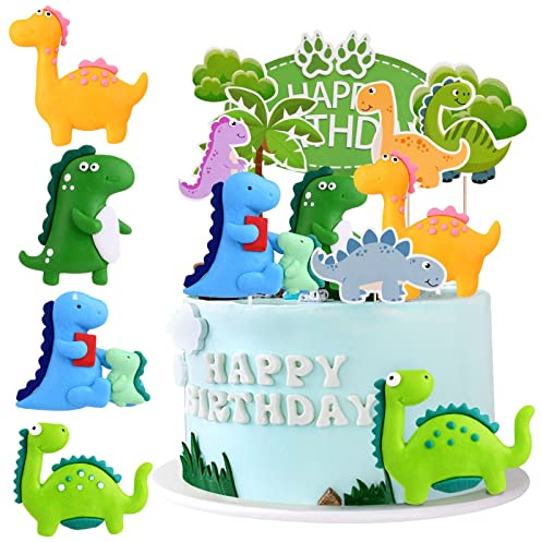 OSDUE Decoración para Tartas, 12 PCS Modelo de dinosaurio Decoración para Tartas de Cumpleaños, Reutilizable, para Niños y Niñas, Suministros para Fiestas de Cumpleaños,Adorno de pastel de bricolaje