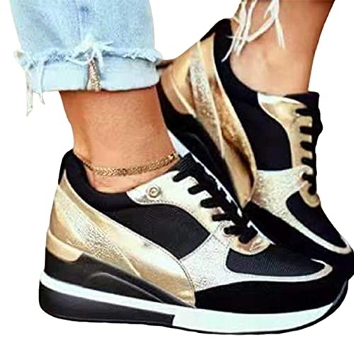 Zapatillas de Tacón Alto de Moda Ligeras Sin Cordones para Caminar Zapatillas de Cuña Oculta Zapatillas para Correr Zapatos Deportivos Zapatos Casuales para Mujeres